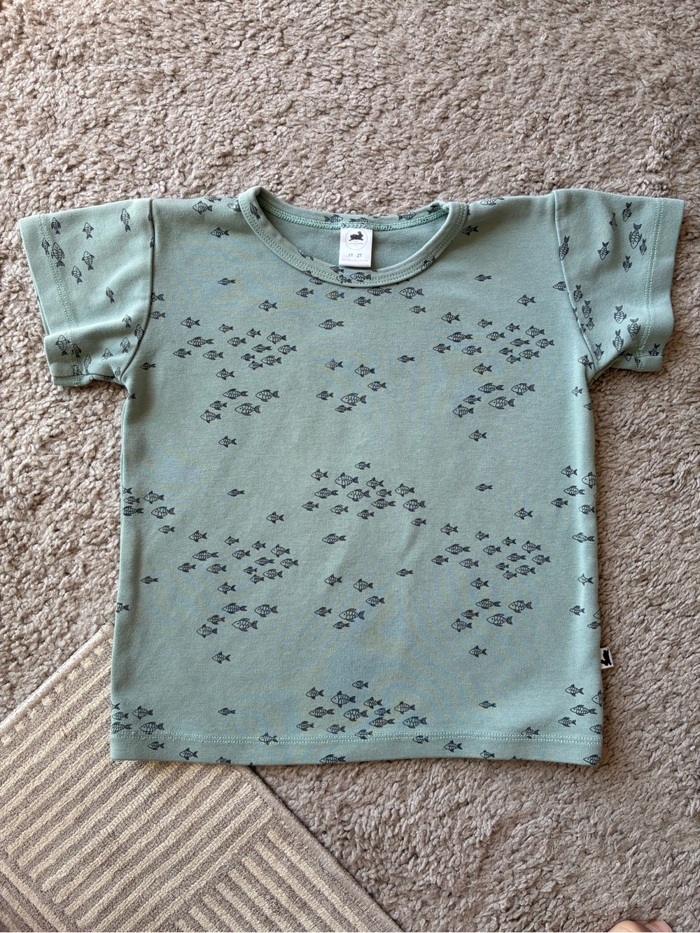 Little & Lively Kids Sage Fish-Print Short Sleeve Tee Bamboo